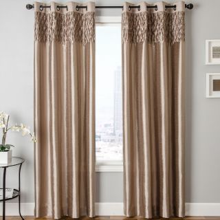 Bayonne Faux Silk Grommet Top Curtain Panel, Taupe