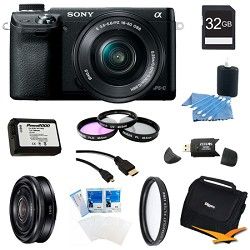 Sony Alpha NEX 6 Digital Camera 16 50mm Lens (Black), 32GB SEL 20mm f 2.8 Lens B