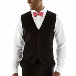 CLAIBORNE Textured Slim Fit Wool Vest, Black, Mens
