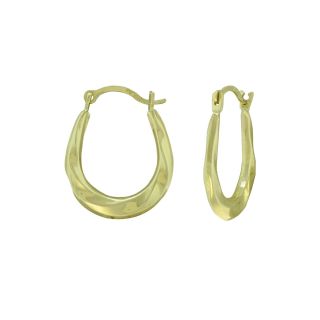 10K Gold Small Oval Twist Hoop Earrings, Womens
