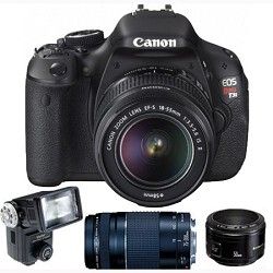 Canon EOS Digital Rebel T3i 18MP SLR Camera Triple Lens Flash Pack