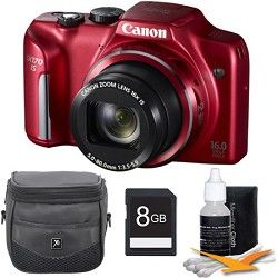Canon PowerShot SX170 IS 16MP Digital Camera Red 8GB Kit