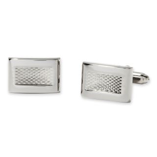 Textured Rectangle Cuff Links, Nickel, Mens