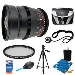 Rokinon 24mm T1.5 Aspherical Wide Angle Cine Lens and Filter Bundle for Sony Alp