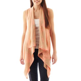 Say What? Open Front Cardigan, Coral/taupe, Womens