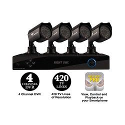 Night Owl 4 Channel Complete Security Solution with 4 Indoor/Outdoor Cameras