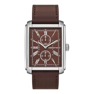 CLAIBORNE Mens Rectangular Dial & Brown Leather Strap Multifunction Watch