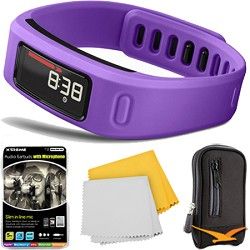 Garmin Vivofit Fitness Band Bundle w/ Heart Rate Monitor (Purple) Plus Accessory
