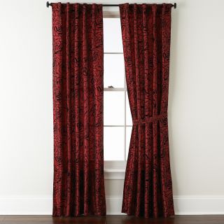 Park B. Smith Cabbage Rose Back Tab Curtain Panel, Brick