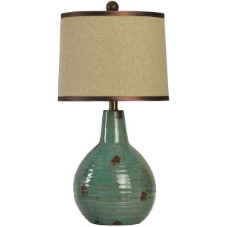 Turquoise Ceramic Table Lamp, Rstic Turquoise