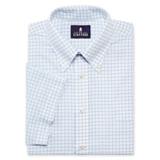 Stafford Short Sleeve Oxford Dress Shirt, Blue, Mens