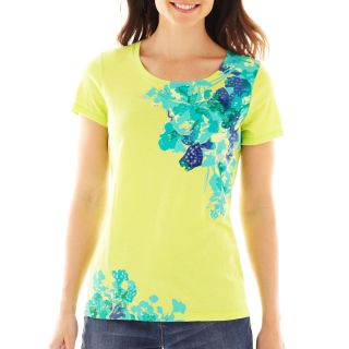 St. Johns Bay Screen Tee, Luminous Lime, Womens