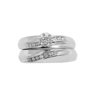 1/5 ct. t.w. Diamond Wedding Band set, White, Womens