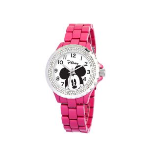 Disney Mickey Mouse Womens Pink Enamel Watch with Crystals