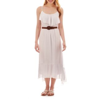 by&by Sleeveless Belted High Low Dress, White