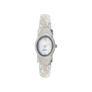 Womens Enamel Pattern Bangle Bracelet Watch, Natural