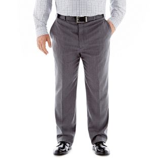 Stafford Super 100 Wool Suit Flat Front Suit Pants Portly, Grey, Mens