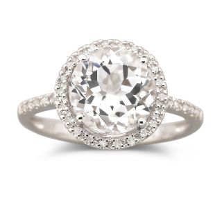 White Topaz & Diamond Ring, Womens