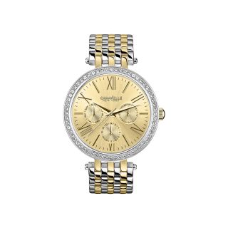 Caravelle New York Womens Two Tone Crystal Accent Multifunction Watch