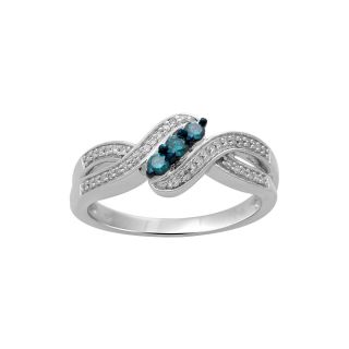 CT. T.W. Blue & White Diamond Ring, Womens