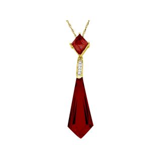 14K Gold Plated Sterling Silver Lab Created Ruby Pendant, Womens
