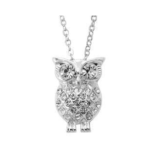 Bridge Jewelry Pure Silver Plated Crystal Owl Pendant