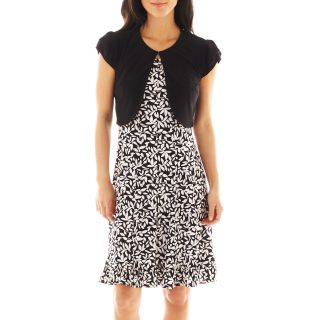 Print Dress with Cap Sleeve Jacket   Petite, Black/White