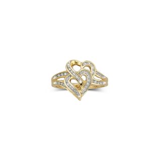 1/8 CT. T.W. Diamond Heart Ring 10K Gold, Yellow/Gold, Womens