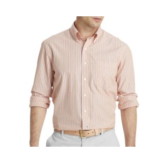 Izod Long Sleeve Lightweight Striped Shirt, Tan, Mens