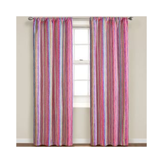 Eclipse Kids Playtime Stripe Rod Pocket Thermal Blackout Curtain Panel, Pink