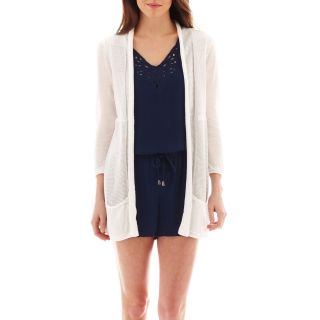 A.N.A Long Sleeve Open Front Cardigan, White, Womens
