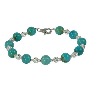 Sterling Silver Turquoise & Sparkle Bead Bracelet, Womens
