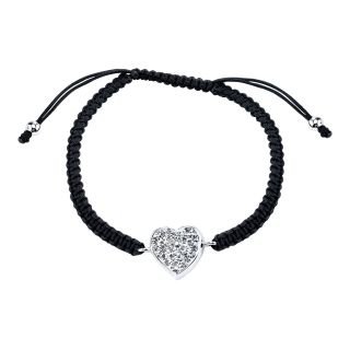 Bridge Jewelry Footnotes Too Pure Silver Plated Crystal Heart Bracelet