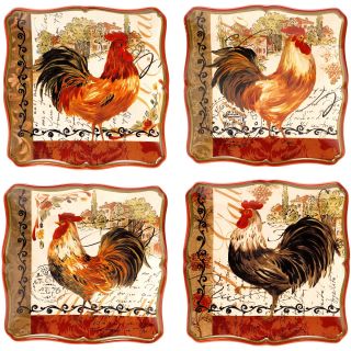 Tuscan Rooster Set of 4 Dessert Plates