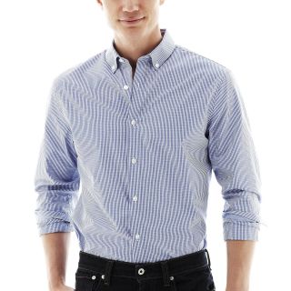 CLAIBORNE Long Sleeve Button Front Shirt, Blue, Mens