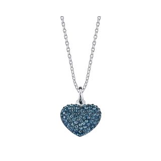 Bridge Jewelry Blue Crystal Heart Puff Pendant