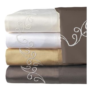 American Heritage 800tc Egyptian Cotton Sateen Embroidered Scroll Sheet Set,