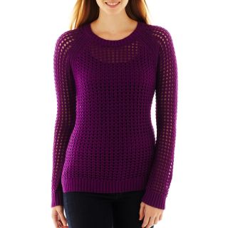 A.N.A Pointelle Openwork Sweater, Purple, Womens
