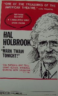 Hal Holbrook in Mark Twain Tonight (Original Theatre Window Card)