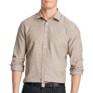 Van Heusen Button Front Shirt, Brown, Mens
