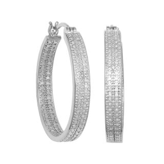 Bridge Jewelry Large Diamond Accent Hoop Earrings