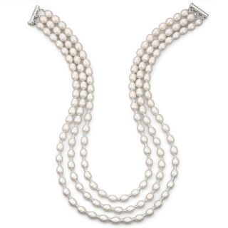 Cultured Freshwater Pearl Triple Strand Necklace, Womens