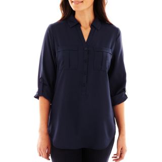 A.N.A Half Placket Tunic   Petite, Traditional Navy