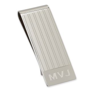 Sterling Silver Personalized Pinstriped Money Clip, Mens