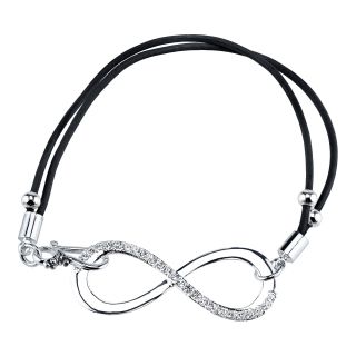 Bridge Jewelry Footnotes Too Silver Plated Infinity Black Leather Bracelet