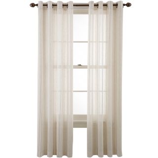 MARTHA STEWART MarthaWindow Candid Stripe Grommet Top Sheer Panel, White