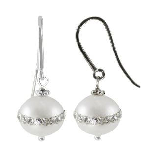Orbit Cultured Freshwater Pearl & Crystal Drop Earrings, Womens