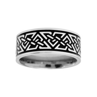 Mens 9mm Stainless Steel Celtic Knot Ring, Grey