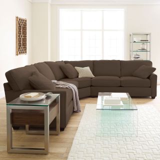 Possibilities Sharkfin Arm 3 pc. Loveseat Sectional, Chocolate.