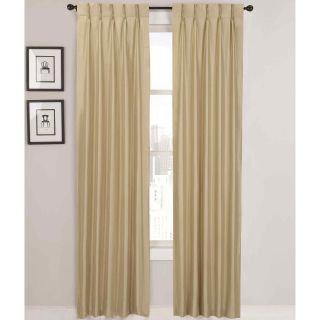 Supreme Palace Antique Satin Pinch Pleat Lined Curtain Panel Pair, Linen